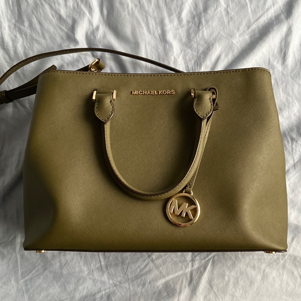 Michael Kors leather satchel purse - green olive